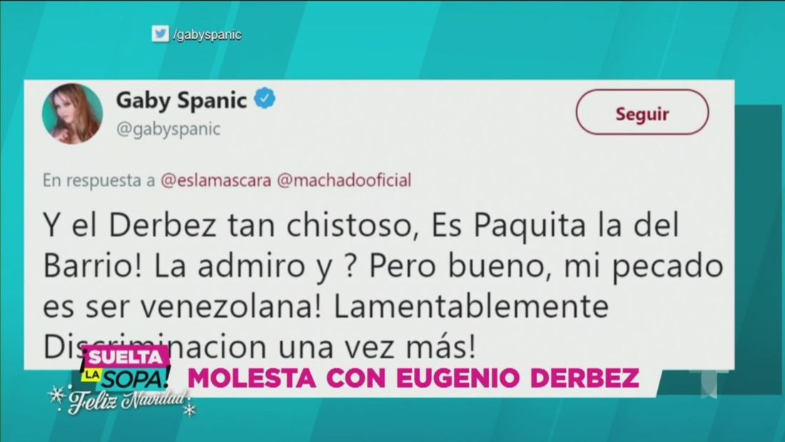 Gaby Spanic acusa a Eugenio Derbez de discriminación Gaby Spanic acusa a Eugenio Derbez de discriminación