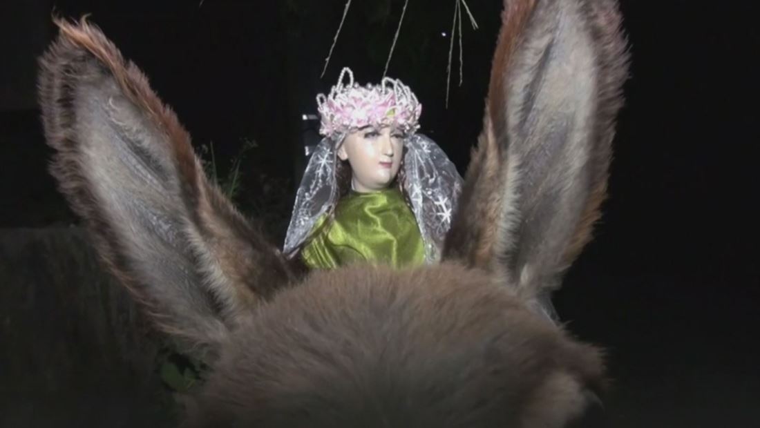 Esta Virgen recorre un pueblo de El Salvador con la ayuda de un burro Esta Virgen recorre un pueblo de El Salvador con la ayuda de un burro