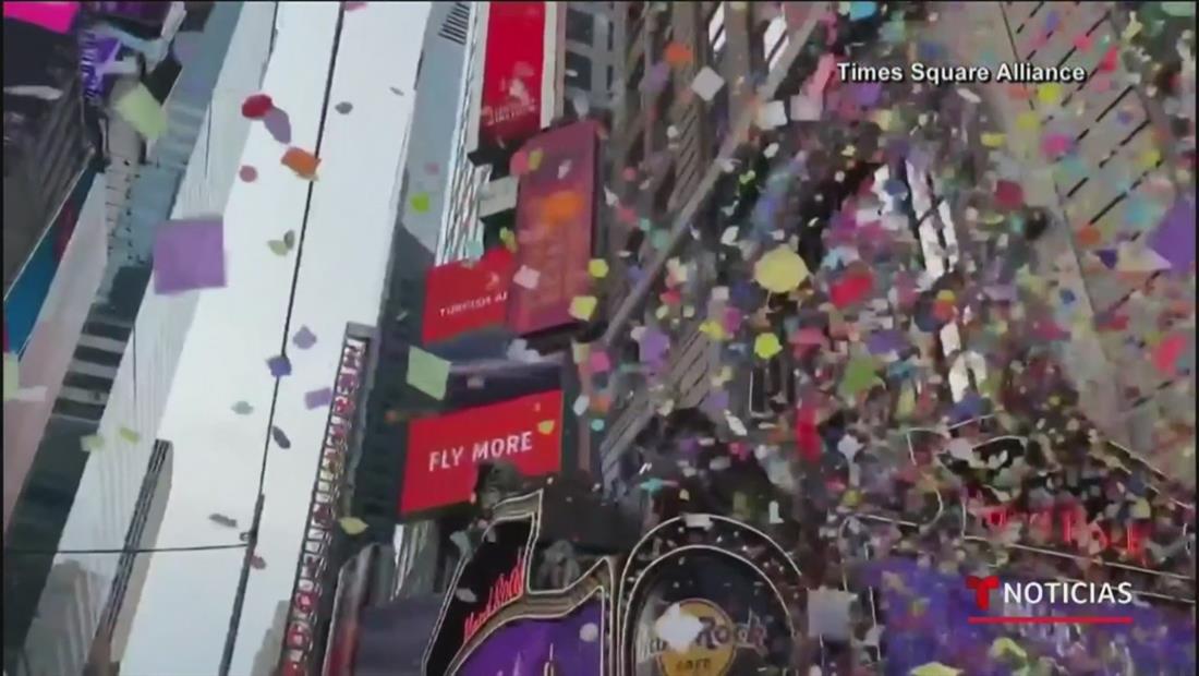 Llueve confeti y se enciende la gran bola de Time Square en el ensayo final antes del 2020 Llueve confeti y se enciende la gran bola de Time Square en el ensayo final antes del 2020