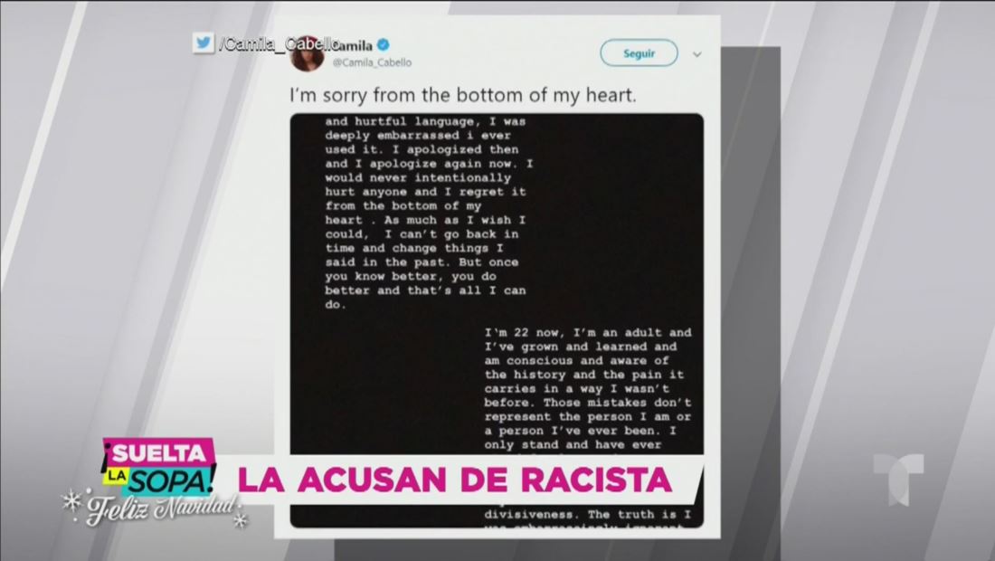 Camila Cabello pide disculpas por comentarios racistas Camila Cabello pide disculpas por comentarios racistas