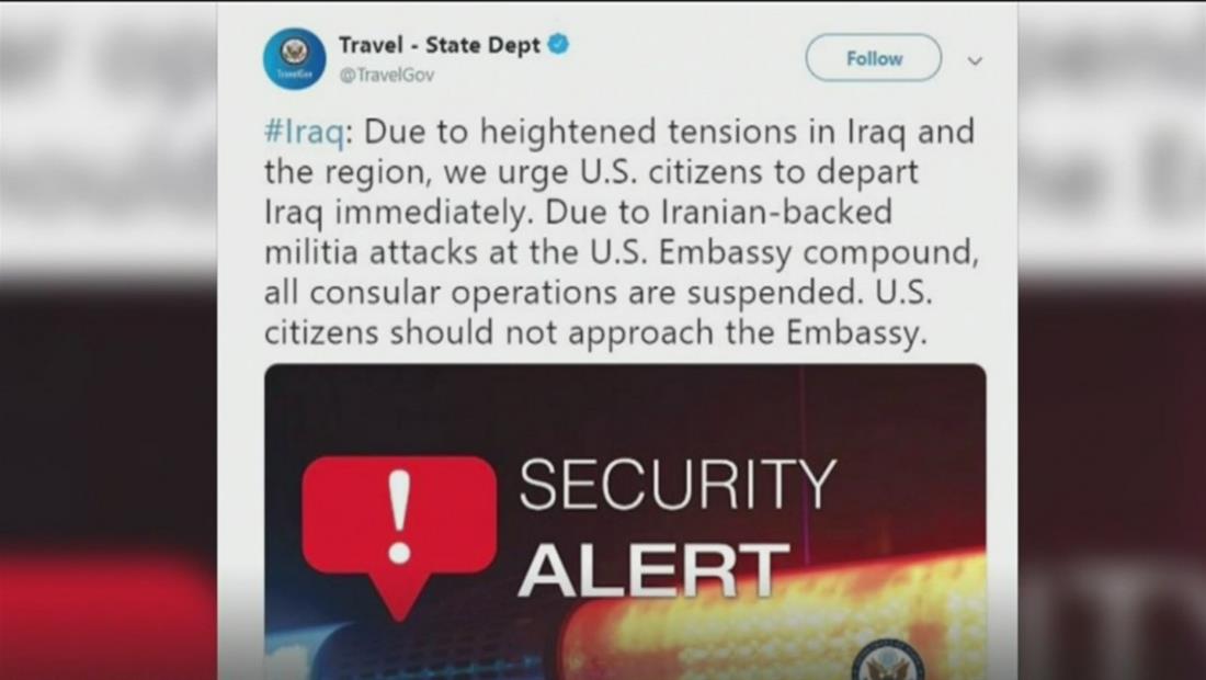Estado Unidos urge a sus ciudadanos que se encuentren en Irak a salir del país de inmediato Estado Unidos urge a sus ciudadanos que se encuentren en Irak a salir del país de inmediato