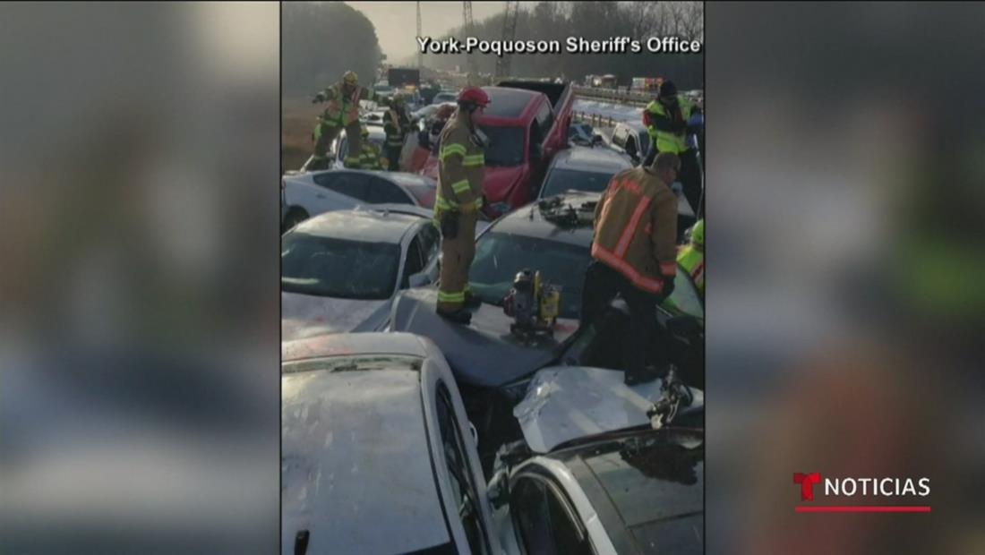 El hielo y la neblina causa choque múltiple de 69 carros en una autopista de Virginia El hielo y la neblina causa choque múltiple de 69 carros en una autopista de Virginia